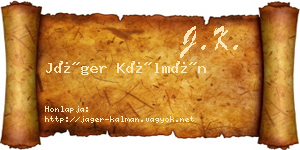 Jáger Kálmán névjegykártya
